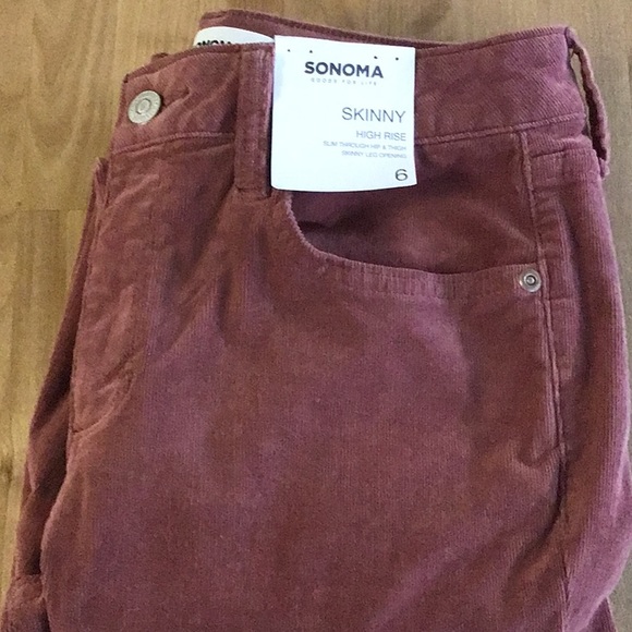 Sonoma Mauve Pink High Rise Skinny Corduroy Pants NWT - Picture 5 of 10